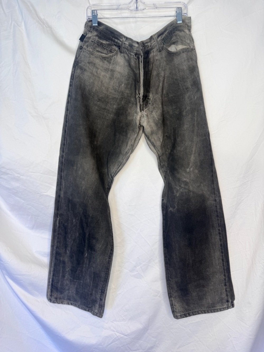 Gianfranco Ferre Men's Washed Grey/Black Straight-Leg Jeans